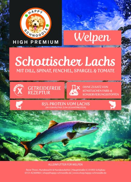 Welpenfutter * PREMIUM Schottischer Lachs mit Dill, Spinat, Fenchel und Tomate